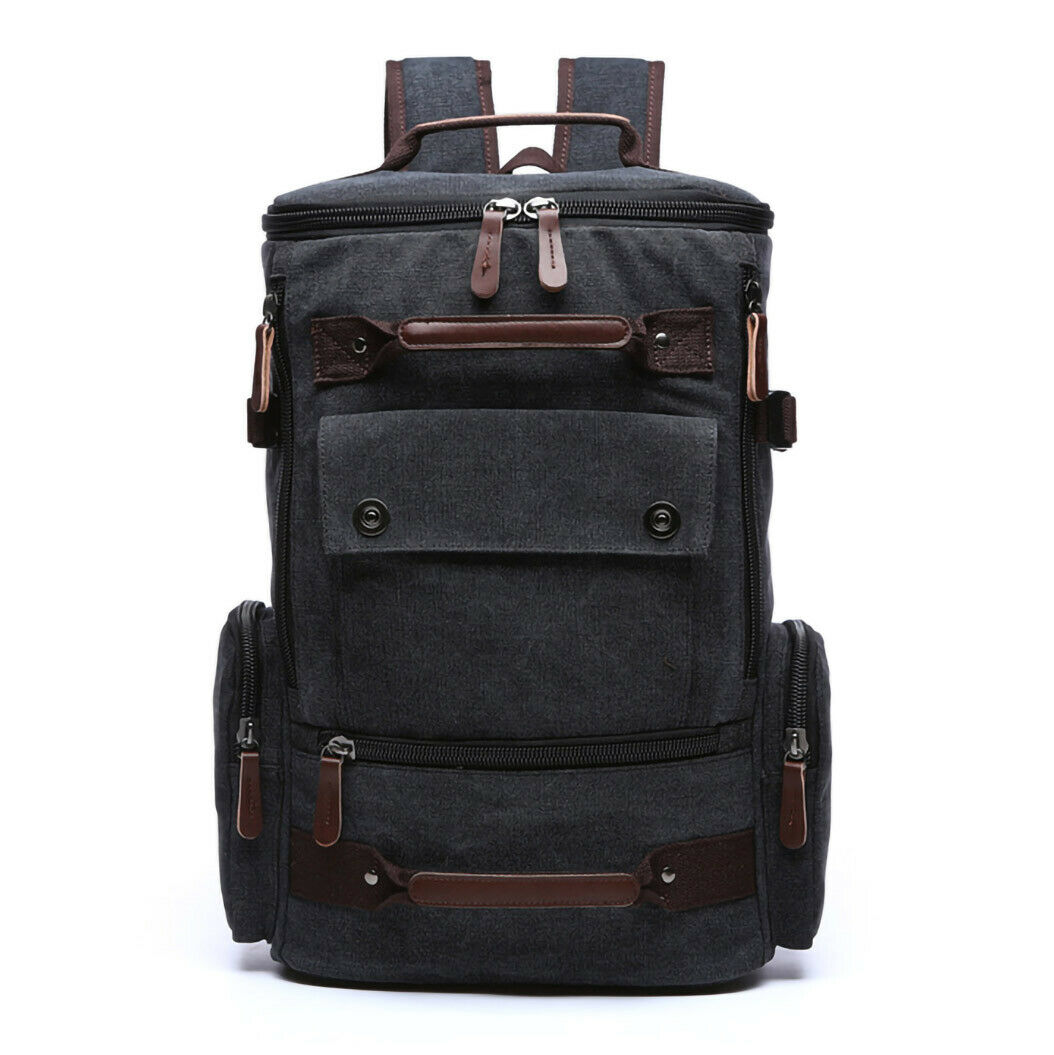 ODIXO Premium Herren Canvas Rucksack Laptop Notebook Backpack Schwarz B38831-1