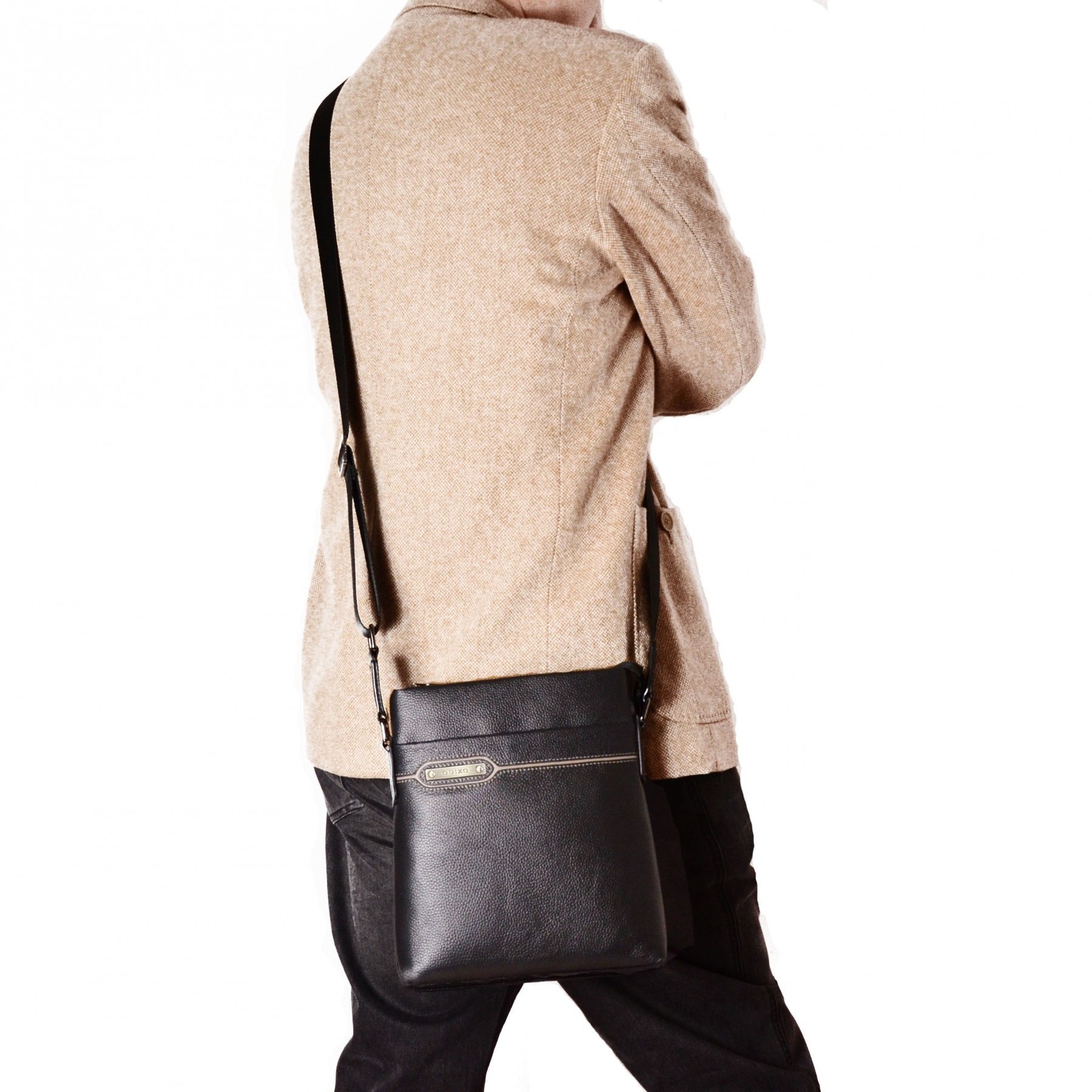 ODIXO Herren Umhängetasche Messenger Bag Schwarz Echtleder B2931-1 ODIXO Herren Umhängetasche Messenger Bag Schwarz Echtleder B2931-1