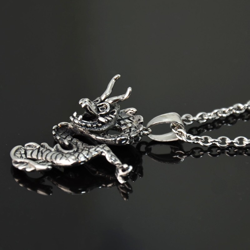 Edelstahl Halskette mit 3D Anhänger Chinesischer Drache Edelstahl Halskette mit 3D Anhänger Chinesischer Drache