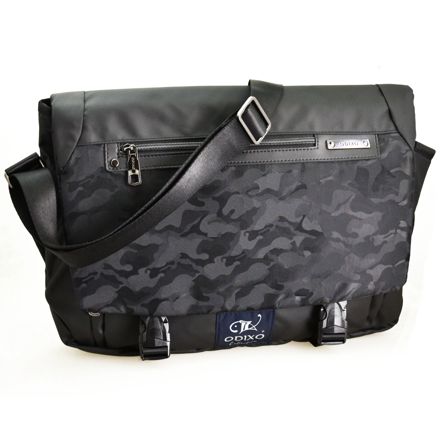 ODIXO Herren Umhängetasche Camouflage Messenger Bag B2266-1 mit Laptopfach Schwarz