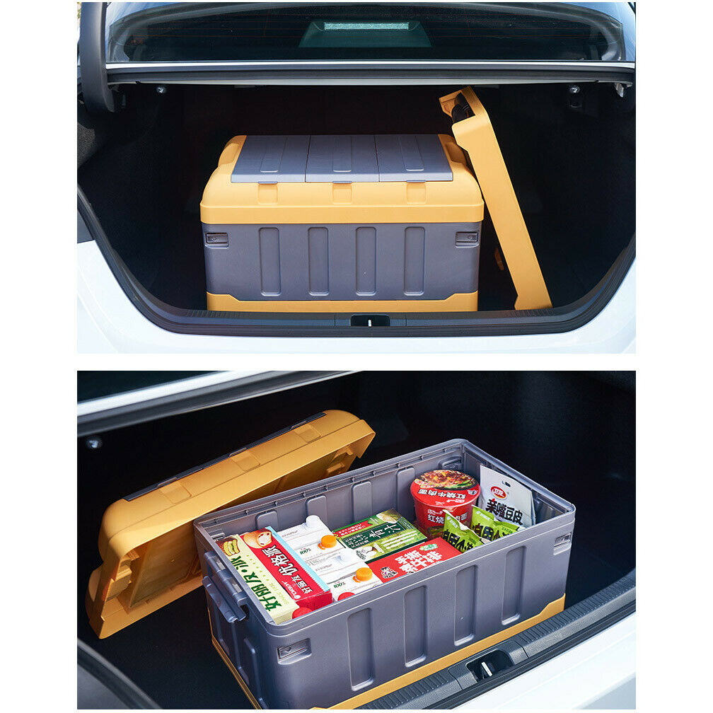 Premium faltbare Aufbewahrungsbox mit Deckel Faltbox Box Klapp Kiste KFZ Reise Blau Groß mit flachem Deckel