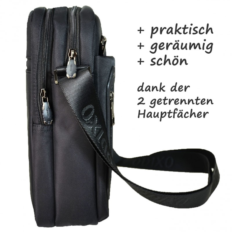 ODIXO Herren Umhängetasche Messenger Bag Schwarz B229-1 Comfort Edition